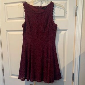 Burgundy Lace Sleeveless Dress